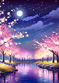 Beautiful night cherry blossoms#370