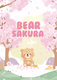 cute bear in sakura tree