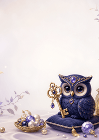 Navy Onyx Owl Key Fortune