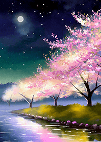 Beautiful night cherry blossoms#874
