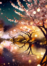 Beautiful night cherry blossoms#1653