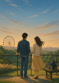 Ferriswheel Sunset City View