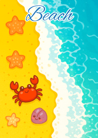 귀여운 불가사리 게 해변