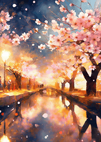 Beautiful night cherry blossoms#2851