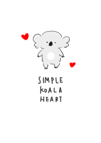 simple koala heart white gray.