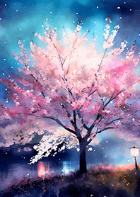 Beautiful night cherry blossoms#1842