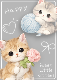 Gray Little Happiness of Fluffy Kittens