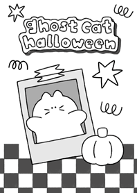 ghost cat halloween time! <b/w ver>