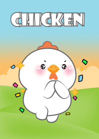 Cute  White Chicken Is Happy Theme