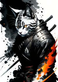 Ink wash cat samurai c7e9bd