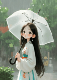 Cute Girl on Rainy Day V.5