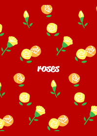 yellow roses2 on red & beige JP