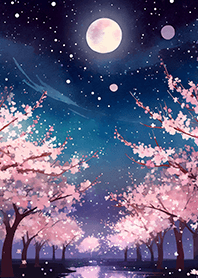Beautiful night cherry blossoms#502