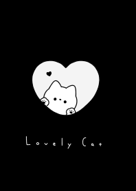 Cat in Heart(line)/light gray black.