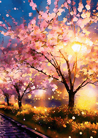 Beautiful night cherry blossoms#1890