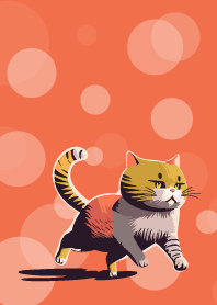 cheerful cat on red & yellow JP