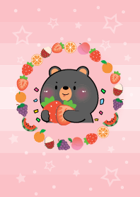 Simple Black Bear Love Fruit Theme