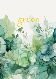 green flowers on yellow