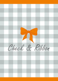 Check & Ribbon.-Gray&Orange-