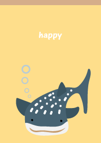 happy whale shark on brown & yellow