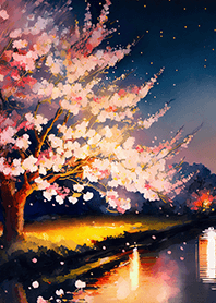 Beautiful night cherry blossoms#926