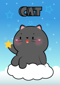 Cute Black Cat In Blue Sky Theme