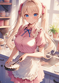 Cute girlfriend baking a cake 2