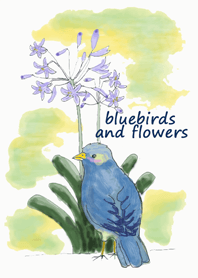 BLUEBIRDS AND FLOWERS