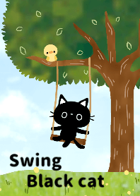 Black cat on a tree swing theme