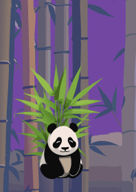 Panda in the bamboo forest on purple JP