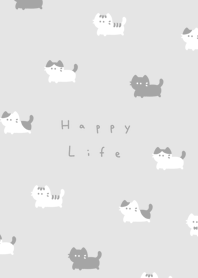 .貓.  gray white.
