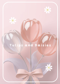 Pink Beige Tulips and Daisies 10_2