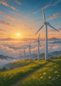 Sunset Windmill Horizon Trail