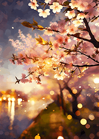 Beautiful night cherry blossoms#1427