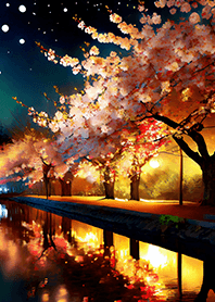 Beautiful night cherry blossoms#2218