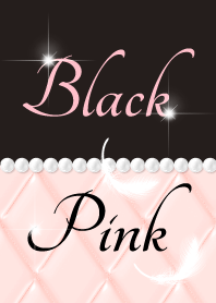 真珠と羽根（ブラック＆ピンク）