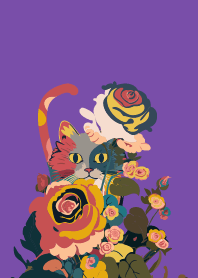 purple 薔薇にひそむ猫
