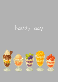 various parfaits on white