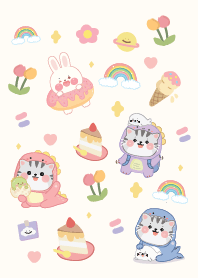 แมวน่ารักพาสเทล มินิมอล