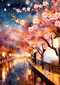 Beautiful night cherry blossoms#93