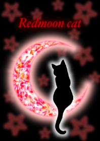 Black cat and crescent moon red ver