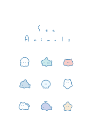 สัตว์ทะเล / blue white