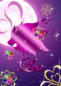 Leo four Leaf Clover Moon purple