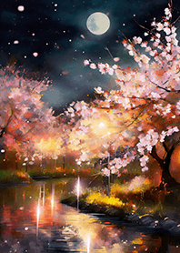 Beautiful night cherry blossoms#2916