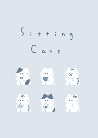6 Sitting Cats(NoLine)/pale blue gray WH