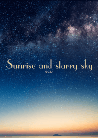 Sunrise and starry sky