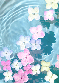hydrangea floating on the water surface