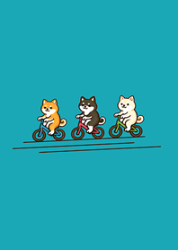 Shiba Inu riding a bicycle-Blue Green