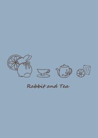 Rabbit and Tea -smoky blue-