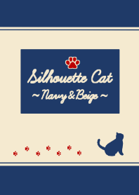 Silhouette Cat ~Navy&Beige~